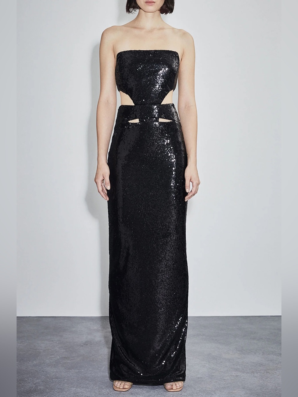 Et Ochs Ava Gown Sequin Strapless Evening Dress with Side Cut-Outs